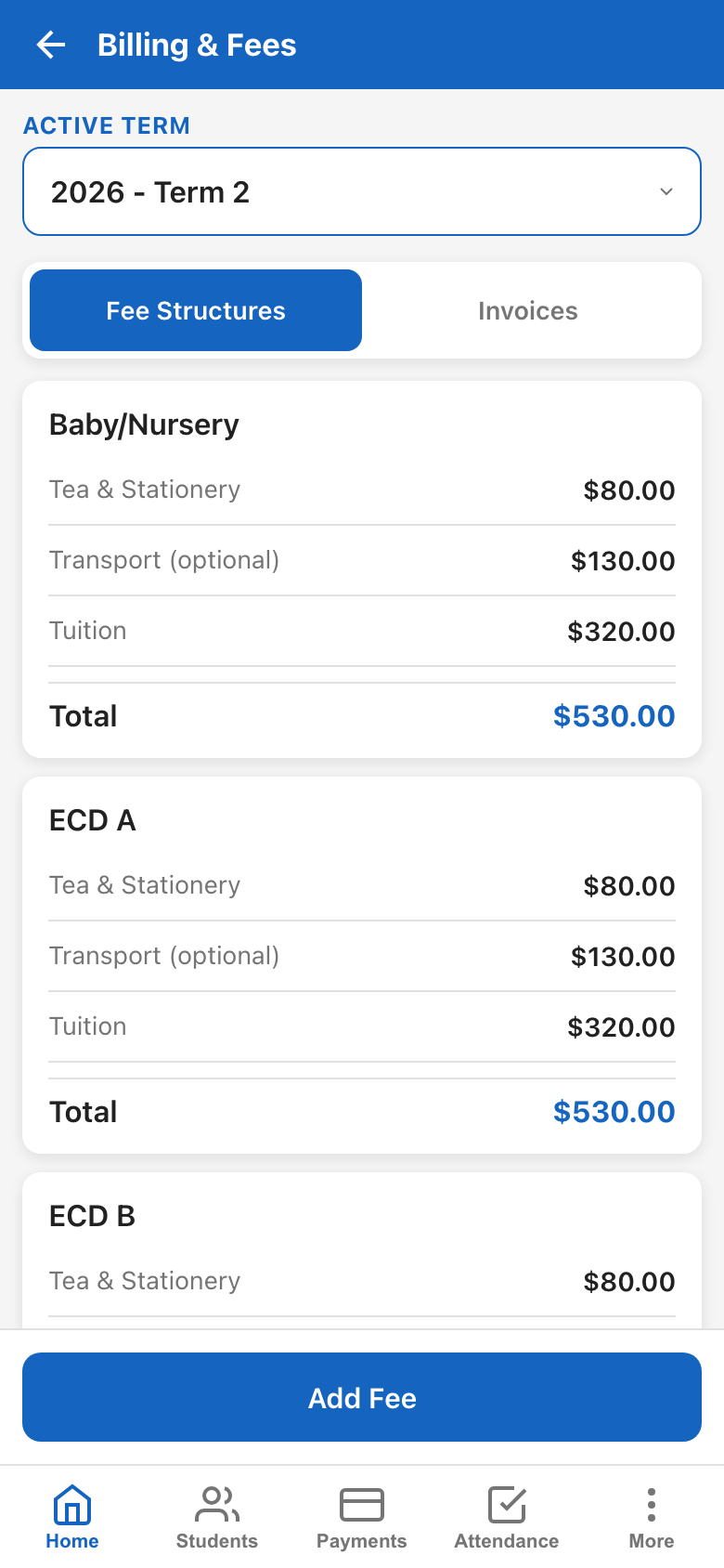 School records fees